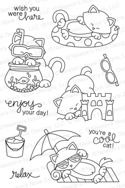 Newton's Summer Vacation | 4x6 photopolymer Stamp Set | Newton's Nook Designs