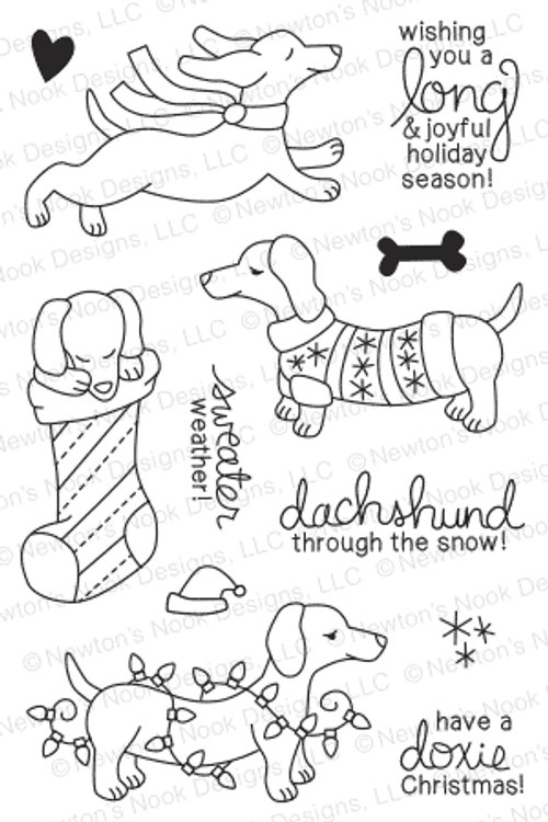 Holiday Hounds | 4x6 photopolymer Stamp Set | Newton's Nook Designs