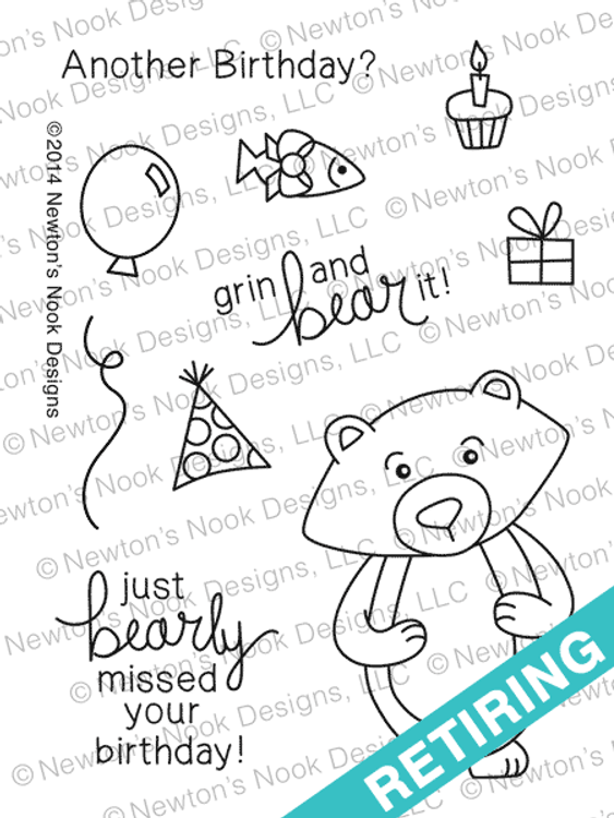 Winston's Birthday - 3x4 Photopolymer Bear stamp set by Newton's Nook Designs.