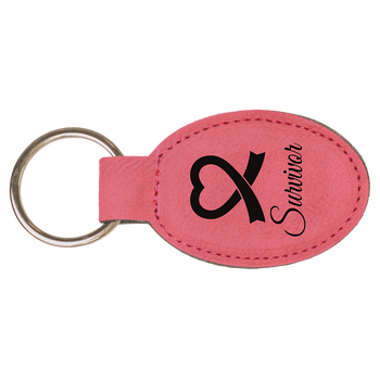 Pink Leatherette Keychain with Custom Laser Engraving Pink Leatherette Keychain with Custom Laser Engraving