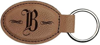 Brown Leatherette Keychain with Custom Laser Engraving Brown Leatherette Keychain with Custom Laser Engraving