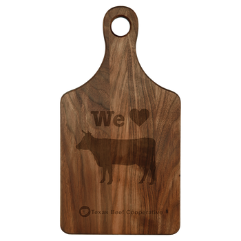 Engraved Walnut Paddle Shaped Cutting Board 13.5" x 7" Engraved Walnut Paddle Shaped Cutting Board 13.5" x 7"