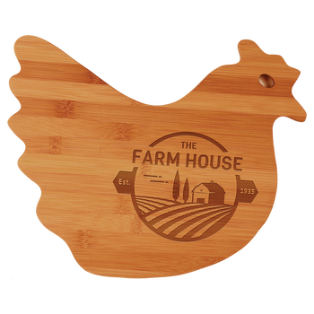 Engraved Bamboo Hen Shaped Cutting Board 13.5" x 10.875" Engraved Bamboo Hen Shaped Cutting Board 13.5" x 10.875"