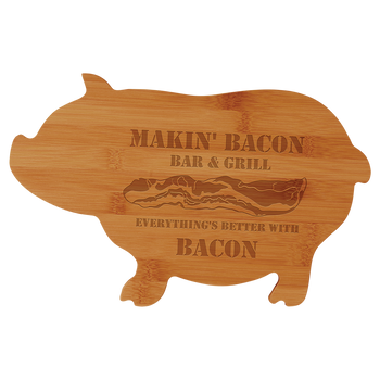 Engraved Bamboo Pig Shaped Cutting Board 13.5" x 8.75" Engraved Bamboo Pig Shaped Cutting Board 13.5" x 8.75"