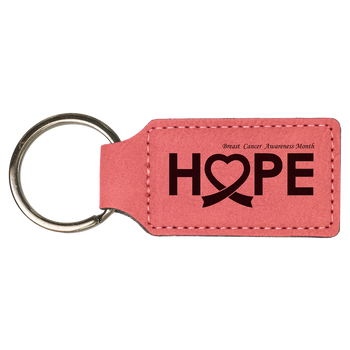 Pink Rectangle Leatherette Keychain with Custom Laser Engraving Pink Rectangle Leatherette Keychain with Custom Laser Engraving