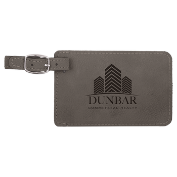 Gray Rectangle Leatherette Luggage Tag with Custom Laser Engraving Gray Rectangle Leatherette Luggage Tag with Custom Laser Engraving