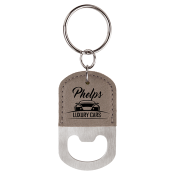 Gray Oval Bottle Opener Keychain with Custom Laser Engraving Gray Oval Bottle Opener Keychain with Custom Laser Engraving
