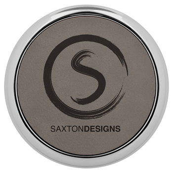 Gray Round Leatherette Coaster (Silver Border) with Custom Laser Engraving Gray Round Leatherette Coaster (Silver Border) with Custom Laser Engraving