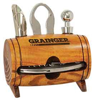 Engraved Barrel 4-Piece Wine Tool Set Engraved Barrel 4-Piece Wine Tool Set
