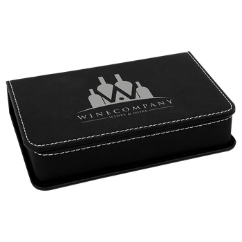Engraved Black/Silver Leatherette 2-Piece Wine Tool Set Engraved Black/Silver Leatherette 2-Piece Wine Tool Set