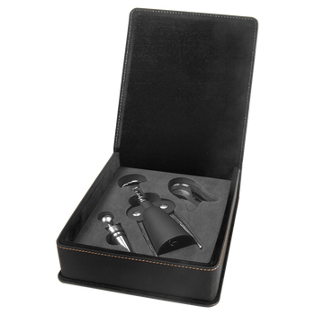 Engraved Black/Gold Leatherette 3-Piece Wine Tool Set Engraved Black/Gold Leatherette 3-Piece Wine Tool Set