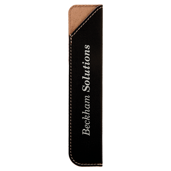 Black/Silver Leatherette Pen Sleeve with Custom Laser Engraving Black/Silver Leatherette Pen Sleeve with Custom Laser Engraving