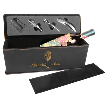 Engraved Black/Gold Wine Box with Tools Engraved Black/Gold Wine Box with Tools