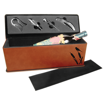Engraved Rawhide Wine Box with Tools Engraved Rawhide Wine Box with Tools