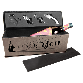 Engraved Gray Wine Box with Tools Engraved Gray Wine Box with Tools
