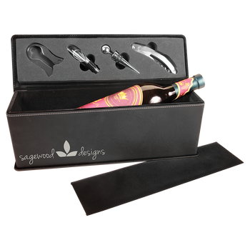 Engraved Black/Silver Wine Box with Tools Engraved Black/Silver Wine Box with Tools