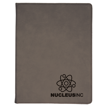 Gray Leatherette Portfolio with Custom Laser Engraving Gray Leatherette Portfolio with Custom Laser Engraving