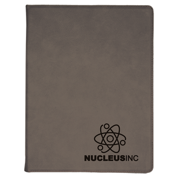 Gray Leatherette Portfolio with Custom Laser Engraving Gray Leatherette Portfolio with Custom Laser Engraving