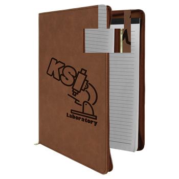 Dark Brown Leatherette Portfolio w/ Zipper with Custom Laser Engraving Dark Brown Leatherette Portfolio w/ Zipper with Custom Laser Engraving