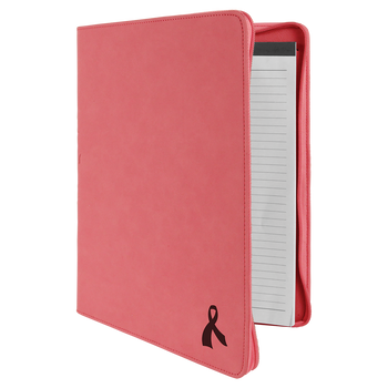 Pink Leatherette Portfolio w/ Zipper with Custom Laser Engraving Pink Leatherette Portfolio w/ Zipper with Custom Laser Engraving