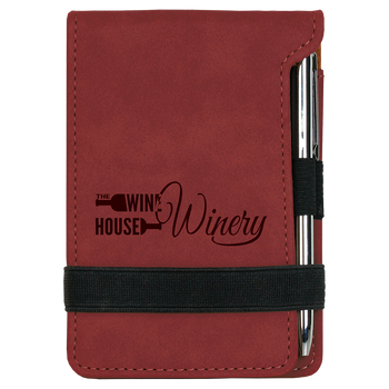 Rose Leatherette Small Notepad with Custom Laser Engraving Rose Leatherette Small Notepad with Custom Laser Engraving