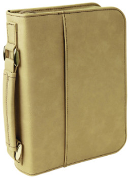Light Brown Leatherette Book Cover w/ Zipper with Custom Laser Engraving Light Brown Leatherette Book Cover w/ Zipper with Custom Laser Engraving