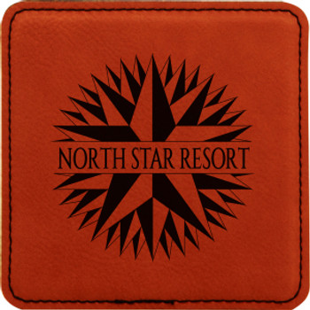 Rawhide Leatherette Coaster with Custom Laser Engraving Rawhide Leatherette Coaster with Custom Laser Engraving