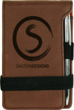 Brown Leatherette Small Notepad with Custom Laser Engraving Brown Leatherette Small Notepad with Custom Laser Engraving