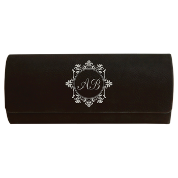 Black/Silver Leatherette Eyeglass Case with Custom Laser Engraving Black/Silver Leatherette Eyeglass Case with Custom Laser Engraving