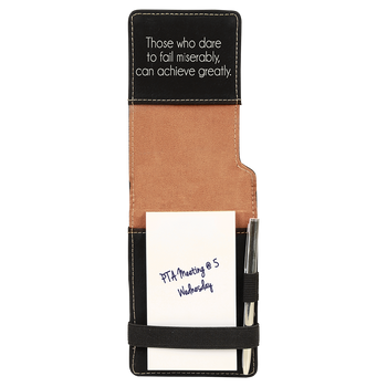 Black/Silver Leatherette Small Notepad with Custom Laser Engraving Black/Silver Leatherette Small Notepad with Custom Laser Engraving