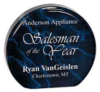 Custom Engraved Blue Marble Acrylic Circle Award (4.5") Custom Engraved Blue Marble Acrylic Circle Award (4.5")