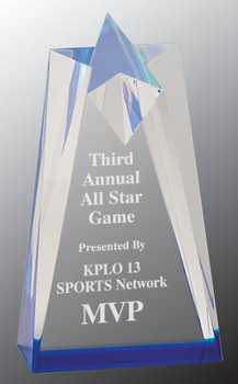 Custom Engraved Blue Acrylic Sculpted Star Award (3.5" x 6") Custom Engraved Blue Acrylic Sculpted Star Award (3.5" x 6")