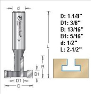 Amana 45660 1-1/8"D 5/16 Kerf T-Slot Router Bit 1/2" Shank Amana 45660 1-1/8"D 5/16 Kerf T-Slot Router Bit 1/2" Shank
