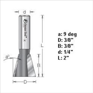 Amana 45800 3/8"D 9 Degree Dovetail Router Bit 1/4" Shank Amana 45800 3/8"D 9 Degree Dovetail Router Bit 1/4" Shank