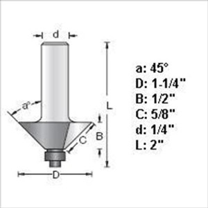 Amana 49400 45 Degree Chamfer Router Bit 1/4" Shank Amana 49400 45 Degree Chamfer Router Bit 1/4" Shank