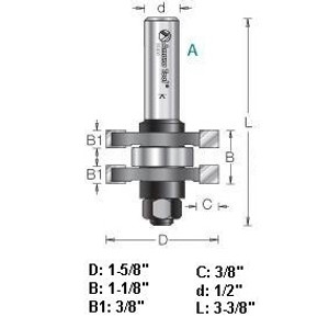 Amana 55401 Tongue and Groove Router Bit Set 1/2" Shank Amana 55401 Tongue and Groove Router Bit Set 1/2" Shank
