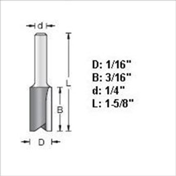 Amana 45190 1/16"D Straight Plunge Router Bit Amana 45190 1/16"D Straight Plunge Router Bit