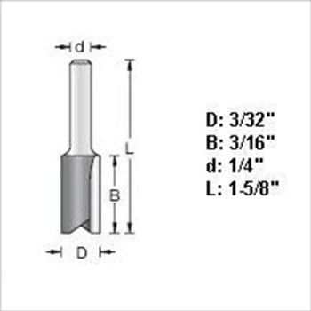 Amana 45192 3/32"D Straight Plunge Router Bit Amana 45192 3/32"D Straight Plunge Router Bit