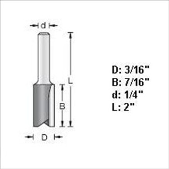 Amana 45202 3/16"D Straight Plunge Router Bit 1/4" Shank Amana 45202 3/16"D Straight Plunge Router Bit 1/4" Shank
