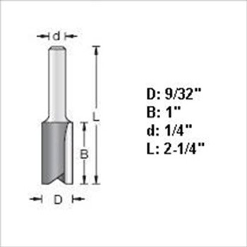 Amana 45212 9/32"D Straight Plunge Router Bit 1/4" Shank Amana 45212 9/32"D Straight Plunge Router Bit 1/4" Shank