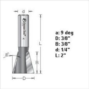 Amana 45800 3/8"D 9 Degree Dovetail Router Bit 1/4" Shank Amana 45800 3/8"D 9 Degree Dovetail Router Bit 1/4" Shank