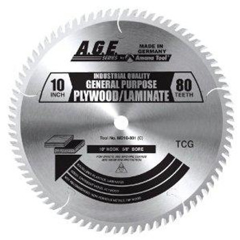 Amana MD10-801C 10" x 80t TCG Plywood/Laminate Blade 5/8 Bore Amana MD10-801C 10" x 80t TCG Plywood/Laminate Blade 5/8 Bore