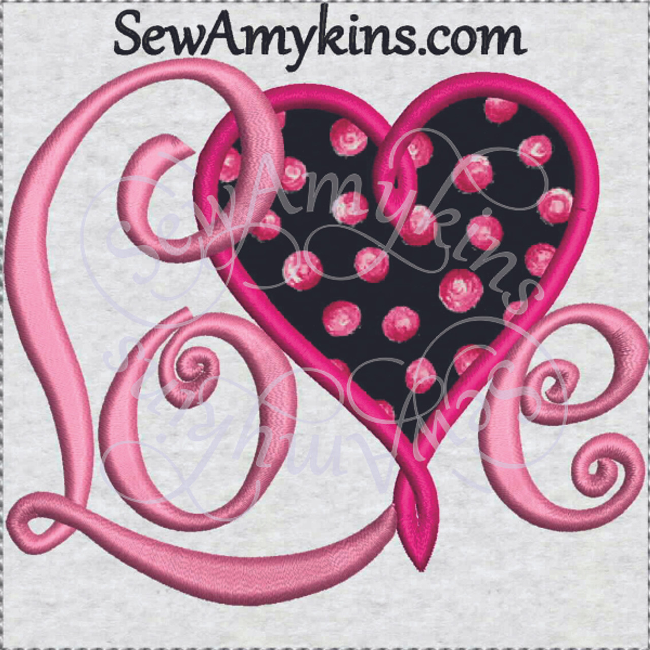 Love Heart applique Valentine Day machine embroidery design script font