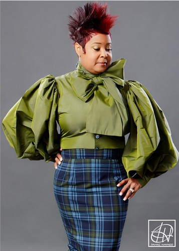 TAWNI HAYNES EXAGGERATED PUFF SLEEVE BOW BLOUSE