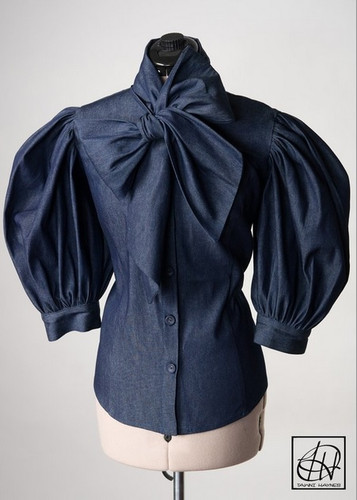 TAWNI HAYNES DENIM BLOW BLOUSE