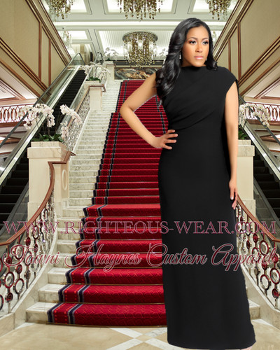 TAWNI HAYNES SLEEVELESS CAPE GOWN