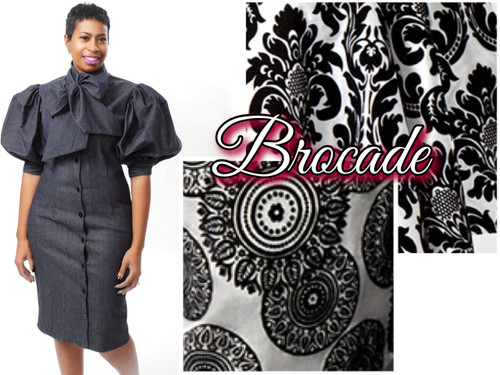 TAWNI HAYNES BUTTON DOWN BROCADE BOW DRESS