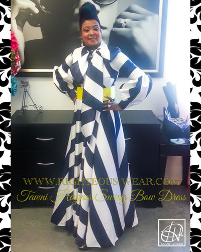 TAWNI HAYNES CUSTOM FLOOR LENGTH BOW SWING DRESS