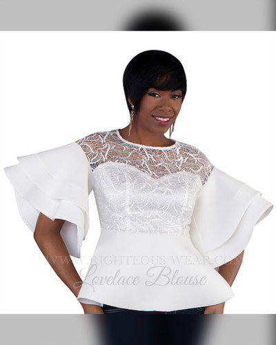 LOVELACE FLUTTER SLEEVE BLOUSE