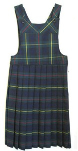 Bib Top Pleated Jumper with Piping | Plaid G | Color #83 Made in USA